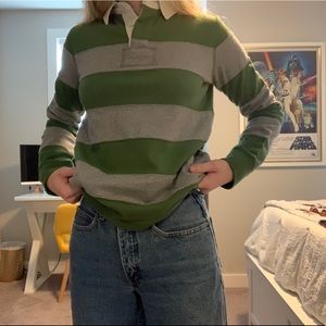 Green and gray collared long sleeve